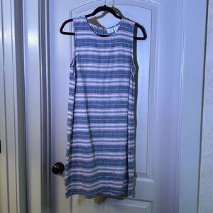 St. Tropez Red White Blue Cabana Stripe Size 6 Linen Tank DRESS